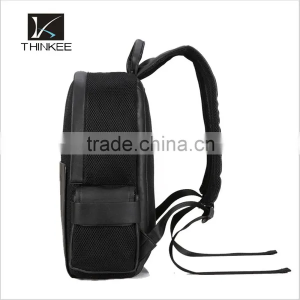 Fashion Black pu Coted Canvas High Quality School Backpack Bags photo-2