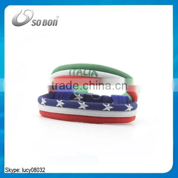Wholesale Ajustable Wire Country Flags Silicone Bangle Man Hand Bracelet photo-6