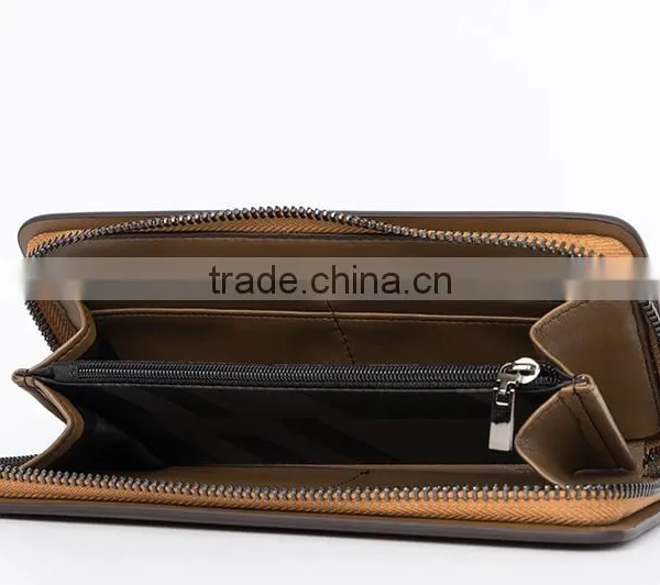 Genuine Leather Men Wallets Business Card Holder Coin Purse Men's Long Zipper Wallet Leather photo-2