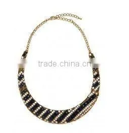 Navy Ice Stripe Collar Necklace, Rhinestone Collar Necklaces