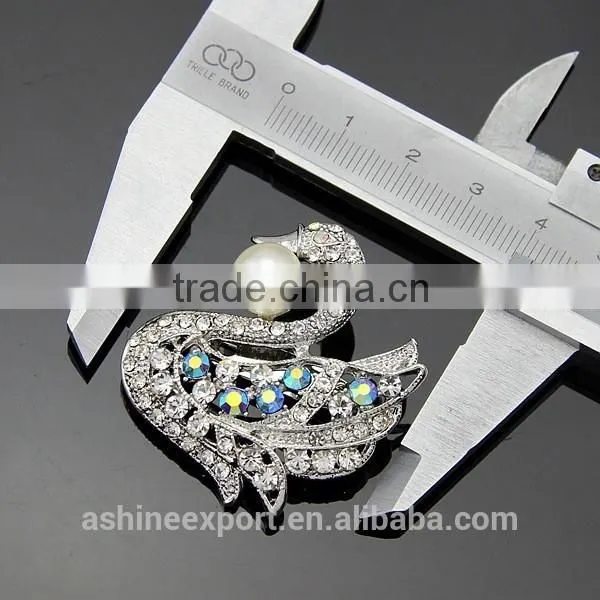 Cute Animal Series-noble Exquisite Swan Pearl Rhinestone Brooch/handmade Brooch photo-2