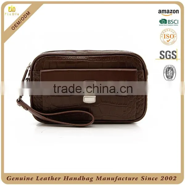 Guangzhou Custom 100% Cowhide Yak Leather Men Clutch Bag Men Leather Wallet OEM Wholesale Leather Clutch Bag for Men photo-2