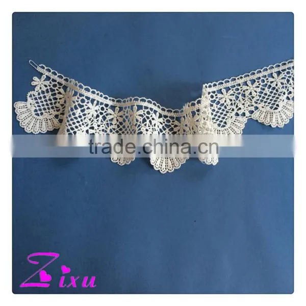 100% Polyester White Embroidery Lace Fabric With Holes