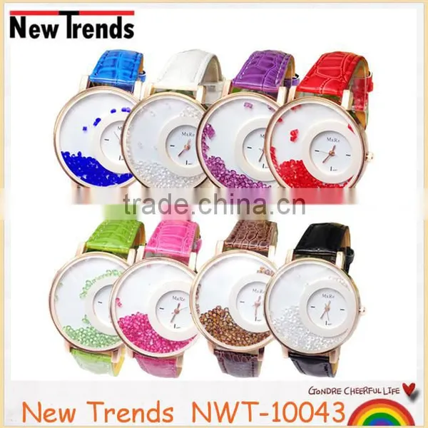 Christmas Girl Gift Beads Crystal Quartz Leather Watches 2016 New Arrival