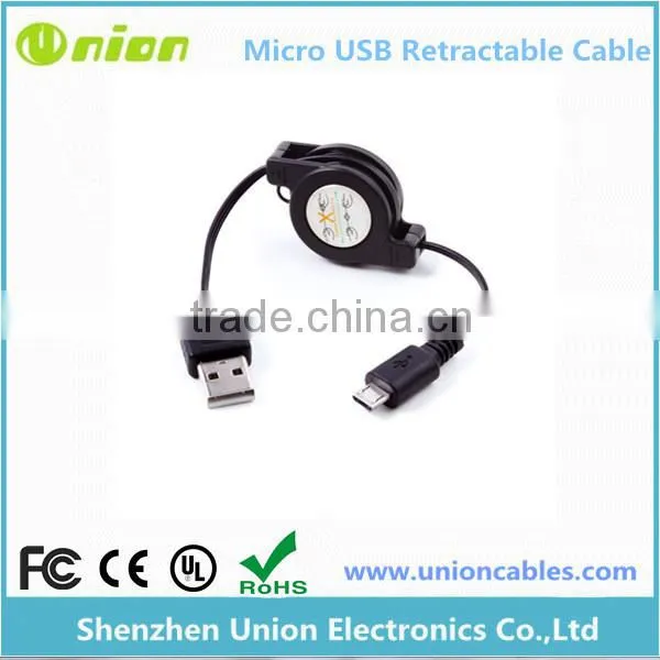 Universal Retractable USB 2.0 A Male to Micro B Male Data Sync Charger Ca 2.0 A Male to Micro B Male Data Sync Charger Cable 2FT