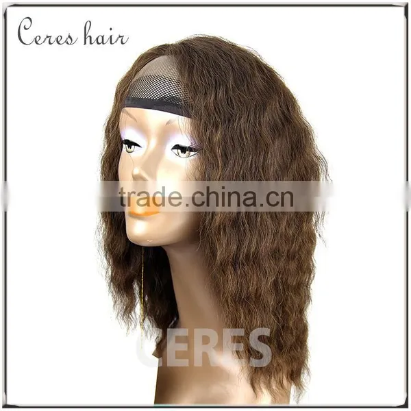 Sexy & Wild Long Curly Wavy Hair Wig Slight Brown 100 Percent Human Hair Wigs With Front Lace Cap photo-5