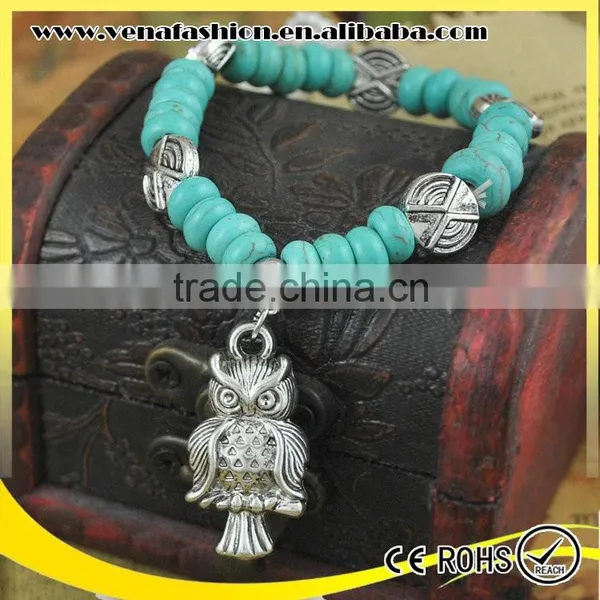 Owl Model Tibetan Silver Turquoise Bracelet, Antique Silver Bracelet photo-4