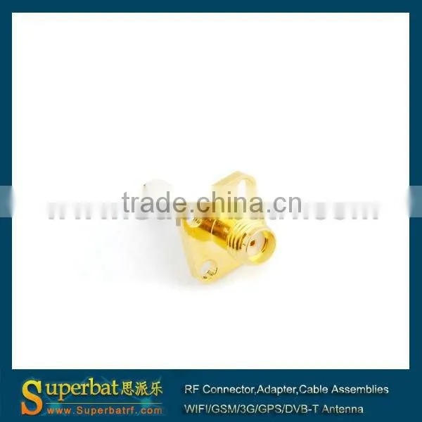 SMA 4 Hole Panel Mount Jack With Long Extended Dielectric Male Male Connector