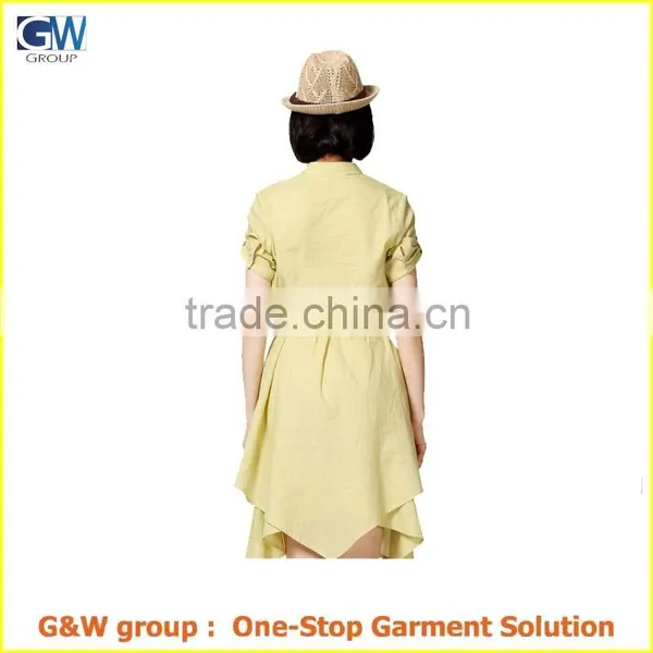 Shirt Collar Dress Short Sleeve Slim Long Shirt Collar Dress New Design Dress photo-2