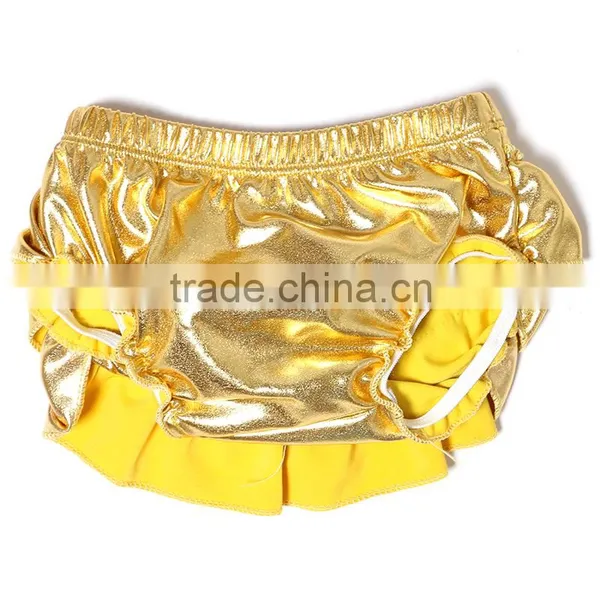 Latest Solid Metalic Colors Baby Ruffle Bloomers Wholesale photo-5