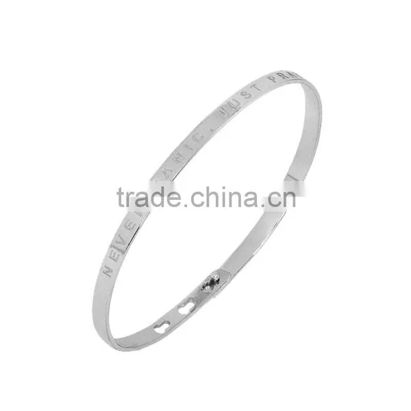 Memories Bangles With Customize Design Word 'NEVER PANIC, JUST PRAY' With 4mm/7mm Width