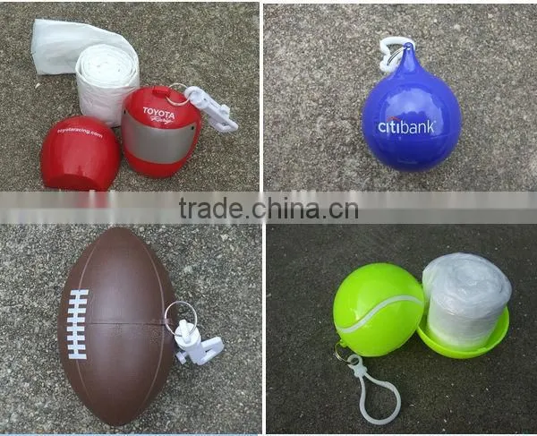 Disposable Waterpoof Ball Packed PE Raincoat Rain Cape Poncho With Keychain photo-3