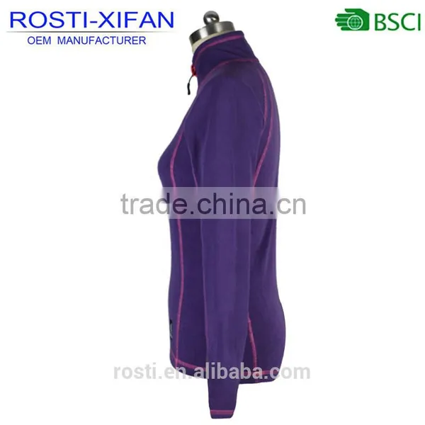 Women Running Outerwear Micro Polar Soft Shell Fleece Shirt Pullover With Half Zip photo-2