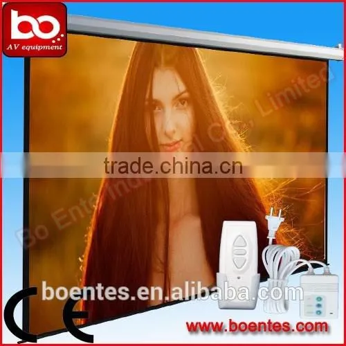 4:3 84 Inch Wall Mount Remote Control Matte White Electric Projection Motorized Screen for Office Equipment photo-3