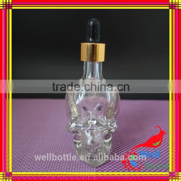 Trande Assurance Pink 30ml Eye Glass Skull Dropper Bottle With Glass Vials photo-3