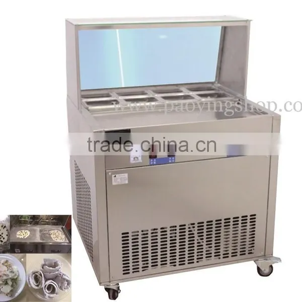 R22 Double Compressor Stainless Steel 110v 220v Electric Rolled Fry Ice Pan Machine with 8 Boxes