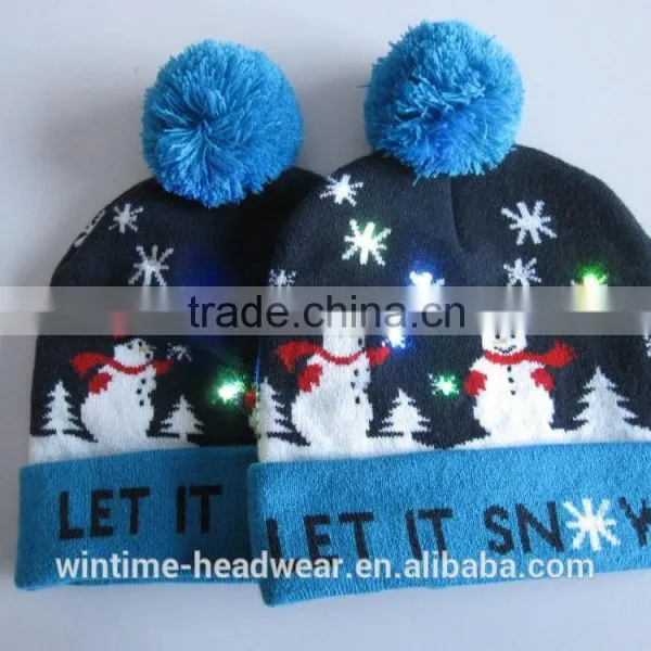 Hot Sale Knitted Christmas Hat Crochet Led Beanie Hats photo-3