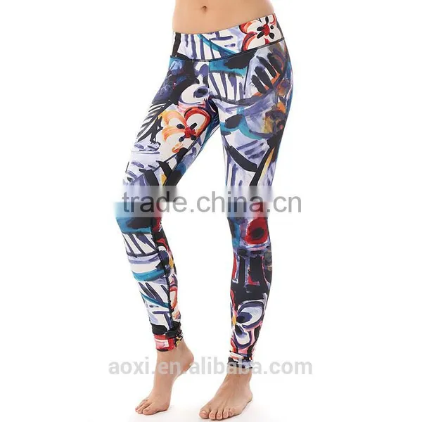 OEM Supplier Custom Design Fashion Print Mid Waist Unique Tight Woman Yoga Pants photo-4