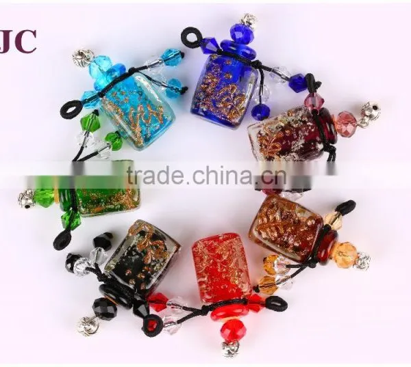 Square Shape Rope Necklace Lampwork Glass Aromatherapy Diffuser Necklace Essential Oil Pendant Wholesale photo-6