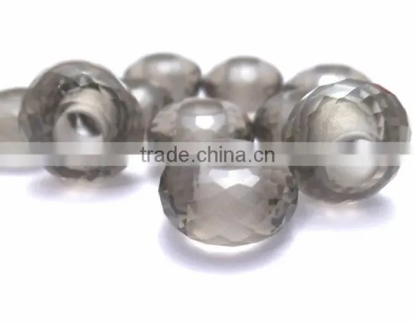 AAA Smoky Color Quartz Faceted Fancy Handmade Rondelle Big Hole Beads