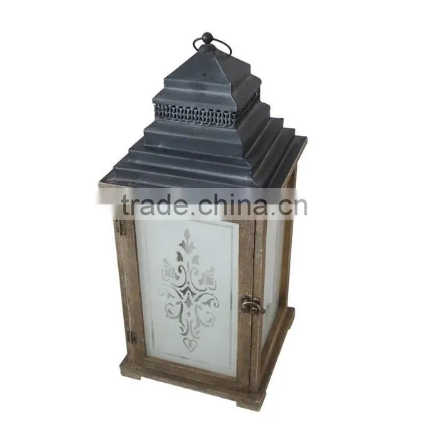 New Design Wooden Lantern With Silk Printing Glass photo-2