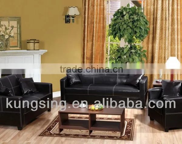 Black Leather Sofa Set White Stitching Designs and Prices