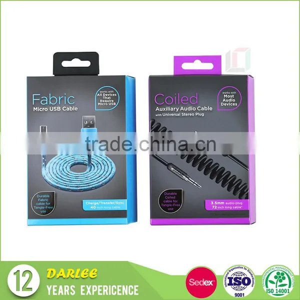 China Top Quality Unique Design Spot uv Embossed Hanging Free Sample Hdmi Cable Package Box photo-4