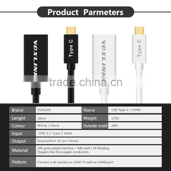 VOXLINK 1080p Gold Plated USB 3.1 Type C Male to HDMI Female Adapter Cable for Macbook photo-4