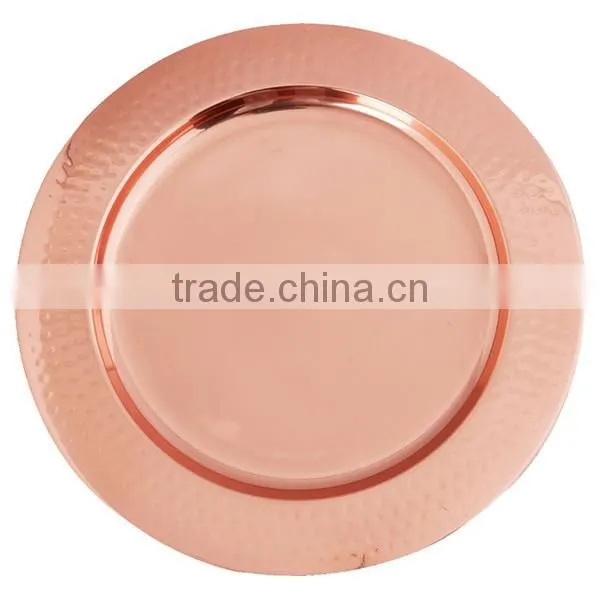 Hammered Boarder Copper Charger Plate photo-3