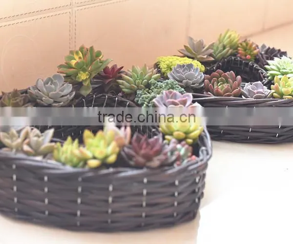 Handmade Wicker Basket Heart-shaped Retro Pastoral Desktop Simulation Flower Planting Pot Plants Meat Storage Basket photo-6