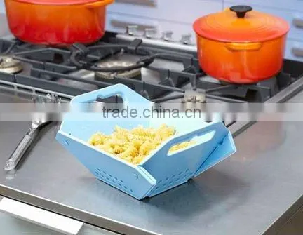 PP Plastic Food Grade Household Product Factory Wholesale Foldable Colander photo-3