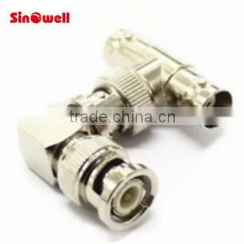 CCTV Camera Solderless Coaxial L Type Bnc Male Connector