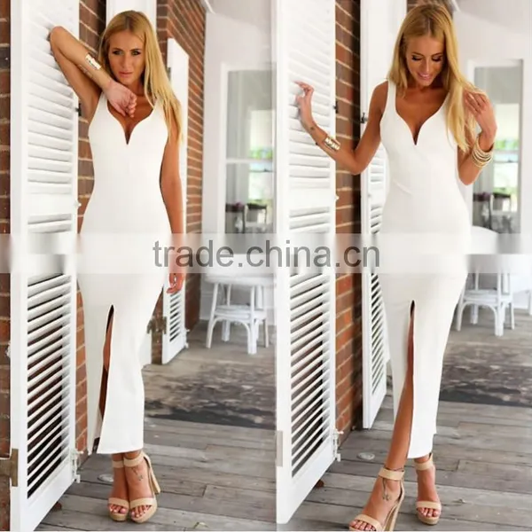 New Arrival Bodycon Ladies White Dress Evening Gown