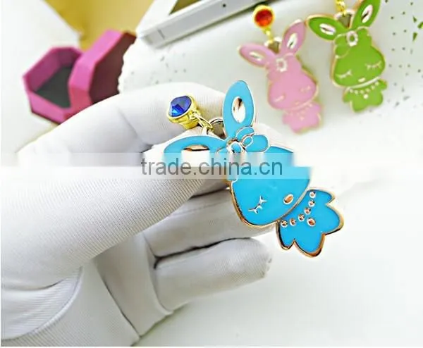 Chic Perforating Anti Dust Headphone Plug Cute Rabbit Pendant Cellphone Plugs for Girls photo-4