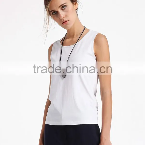 Classic White Plain Comfort Womens Tank Tops Workout photo-3