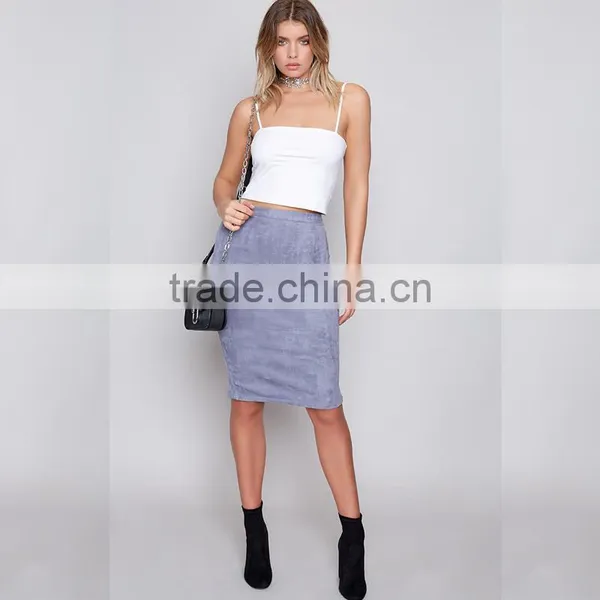 Lavender New Color Midi Suede Pencil Skirt Nice Fit Modern Simple Ladies Wear photo-6