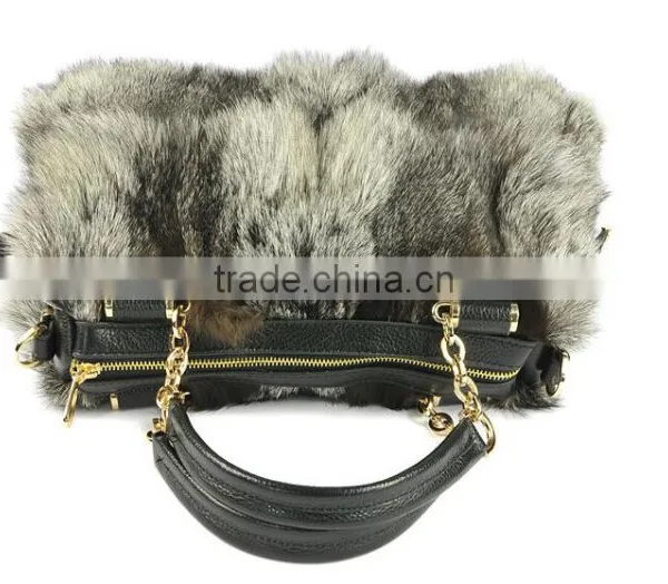 2016 New Arrival Fashion Bags Color Genuine Fox Fur Leather Women Handbag photo-3
