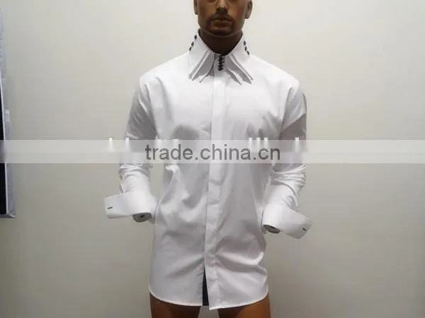 2017 New Brand Fashion Men's Double Collar Casual Shirt With Contrast Fabric photo-6
