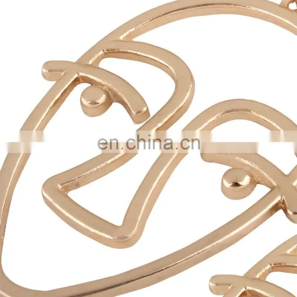 New Exaggerated Facial Hollow Big Human Face Dangle Gold Earrings IN STOCK! photo-5