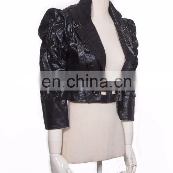 Gothic Fetish Synthetic Leather Crop Top Jacket photo-2