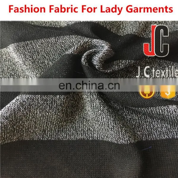 KNITTING WITH SLIVER YARN STRIP FABRIC FOR GIRLS FROCK DRESS photo-2