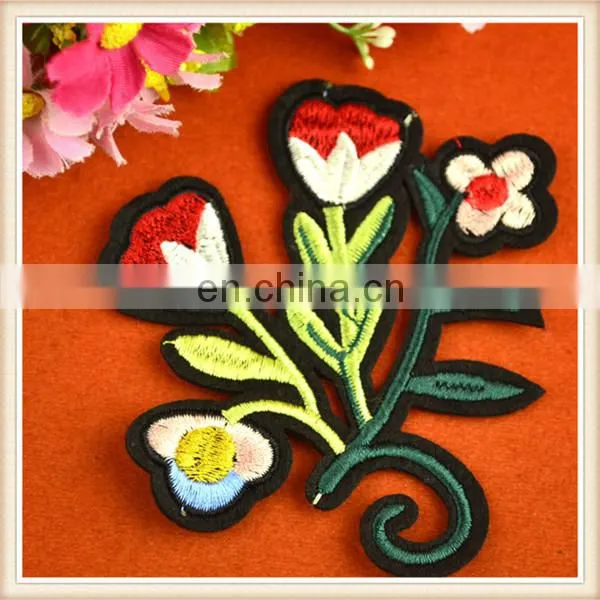 Cheap embroidery patches flower pattern for colthing