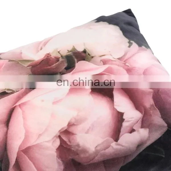 Wholesale 100% Polyester Velvet Beautiful Rose Flower Printed Online Backrest Cushion Cover Set for Wooden Sofa photo-4