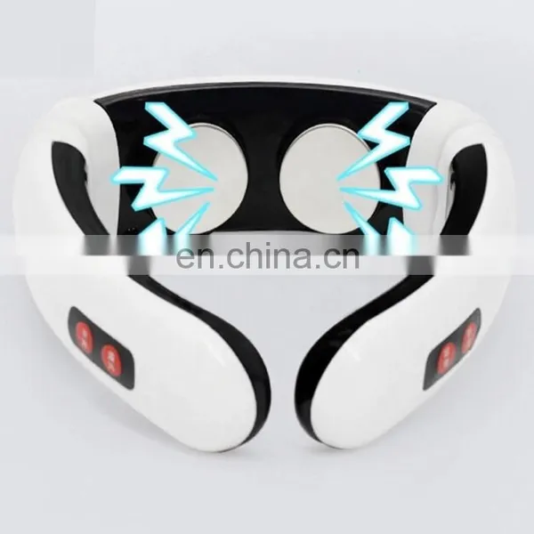 Electric U Shape Back Neck Shoulder Electrical Pulse Shock Body Massager Remote Control With Heat Portable EMS Neck Massager photo-2
