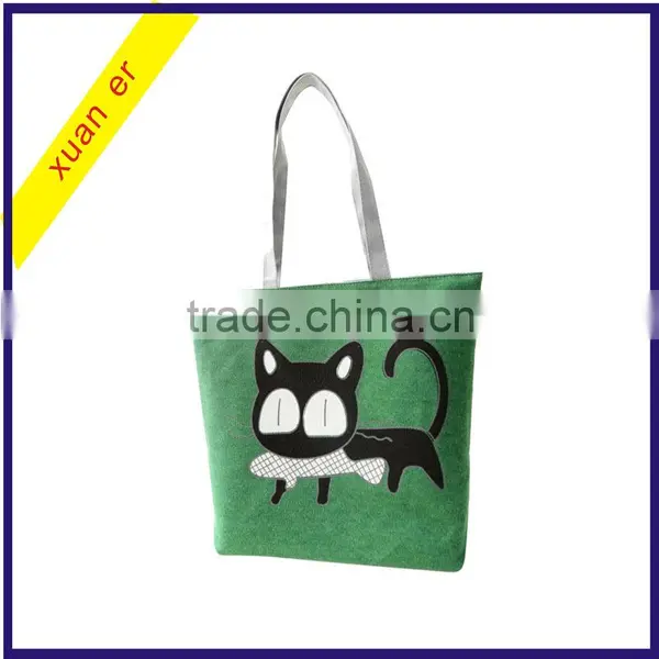 Fashion Cartoon Animals Custom Cat Printed Canvas Messenger Handbags photo-3