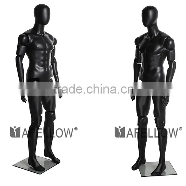 Abstract Fiberglass Black Adjustable Movable Male Mannequins Egg Head Mannequin for Window Display MZ-HM01BKEG photo-6