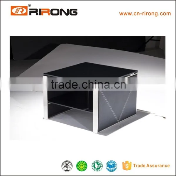 Livingroom Cheap and Nice Design Stainless Steel Tea Table With Black Glass photo-2