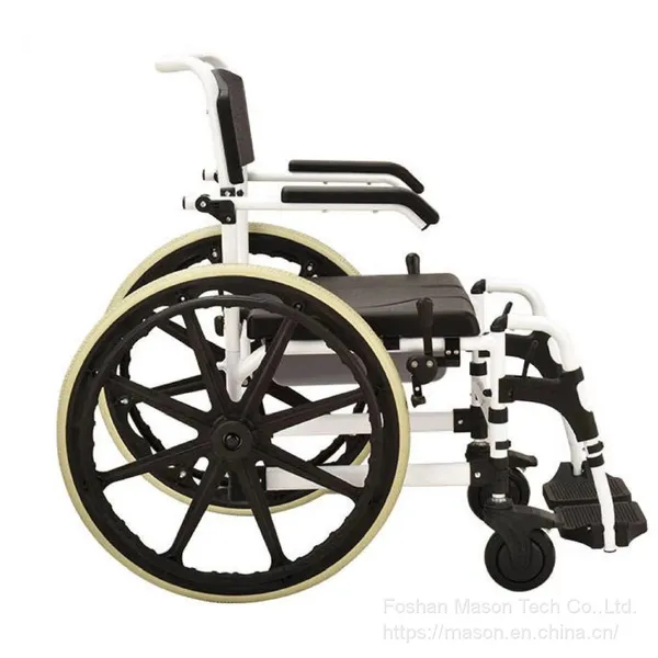 2 in 1 Aluminum Commode Chair and Folding Shower Toilet 20-Inch Wheelchair for Hospital, Disabled Elderly photo-2