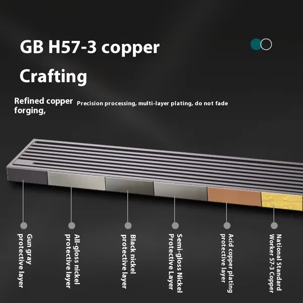 Modern Customized Pure Copper Main Body Extended Strip Factory Supply Deodorizing Insect Proof Bathroom Shower Floor Strainer photo-2