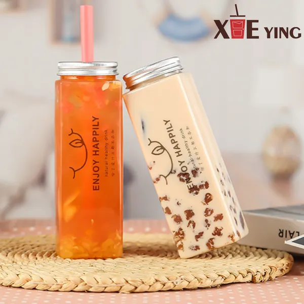 Plastic Beverage Juice Bottle With Reusable Transparent Plastic Bottle and Aluminum Lids photo-5